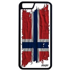 Необычный чехол на смартфон // Apple iPhone 6 Plus // "Флаг Норвегии на ткани" Страна Стиль, Utaupia, белый