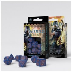 Набор кубиков для настольных ролевых игр (Dungeons and Dragons, DnD, D&D, Pathfinder) - Wizard Dark- blue & orange Dice Set Q Workshop