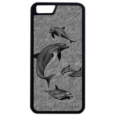 Красивый чехол на смартфон // Apple iPhone 6 Plus // "Дельфины" Морские Нарвал, Utaupia, серый