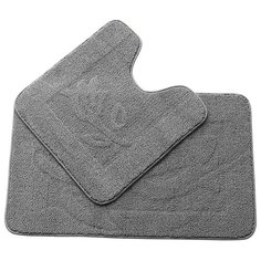 Набор ковриков для ванной комнаты темно- серый 50х50 и 50х80 арт. УКВ-10113 Kamalak Tekstil