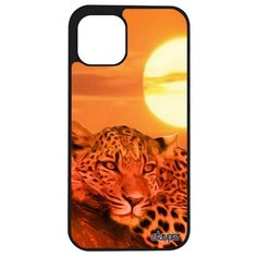 Яркий чехол на смартфон // Apple iPhone 12 Mini // "Леопард" Зверь Хищник, Utaupia, оранжевый