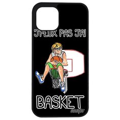 Красивый чехол на смартфон // Apple iPhone 12 Mini // "Не могу - у меня баскетбол!" Комикс Надпись, Utaupia, черный