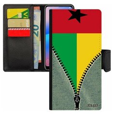 Чехол книжка на смартфон Redmi 6a, "Флаг Гвинеи Бисау на молнии" Туризм Путешествие Utaupia