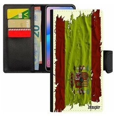 Чехол-книжка на смартфон Xiaomi Redmi 6a, "Флаг Испании на ткани" Государственный Патриот Utaupia