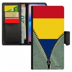 Чехол-книжка на смартфон Redmi 6a, "Флаг Румынии на молнии" Туризм Государственный Utaupia
