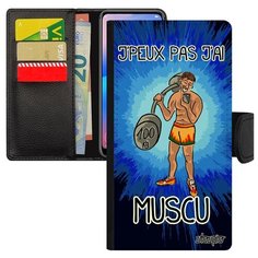 Чехол книжка на смартфон Mi 8, "Не могу - у меня бодибилдинг!" Культуризм Комикс Utaupia