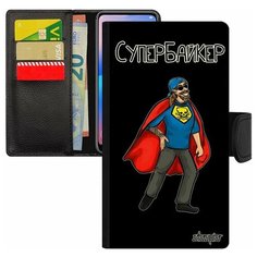 Чехол-книжка на смартфон Mi 8 lite, "Супербайкер" Комикс Шутка Utaupia