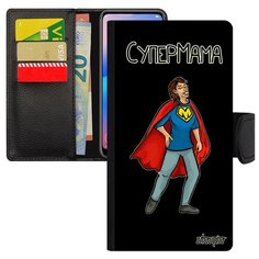 Чехол-книжка на смартфон Xiaomi Mi 8, "Супермама" Семья Супергерой Utaupia