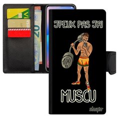 Чехол книжка на смартфон Xiaomi Mi 8, "Не могу - у меня бодибилдинг!" Кроссфит Карикатура Utaupia