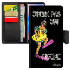 Чехол книжка на смартфон Xiaomi Mi 8, "Не могу - у меня бассейн!" Карикатура Шутка Utaupia