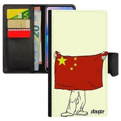 Чехол книжка на смартфон Mi 8 lite, "Флаг Китая с руками" Путешествие Государственный Utaupia