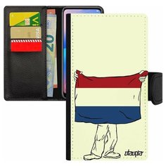 Чехол книжка на смартфон Mi 8 lite, "Флаг Голландии с руками" Патриот Государственный Utaupia