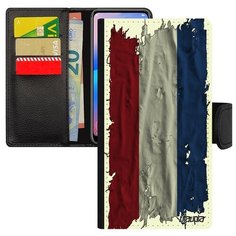 Чехол книжка на смартфон Mi 8, "Флаг Голландии на ткани" Страна Патриот Utaupia