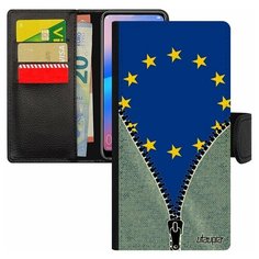 Чехол-книжка на смартфон Xiaomi Redmi 6a, "Флаг Европы на молнии" Туризм Государственный Utaupia