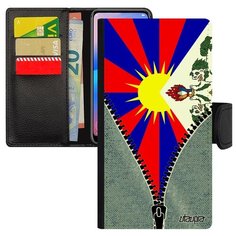 Чехол книжка на смартфон Mi 8, "Флаг Тибета на молнии" Страна Путешествие Utaupia