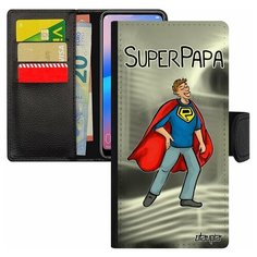 Чехол книжка на смартфон Redmi 6a, "Суперпапа" Юмор Папа Utaupia