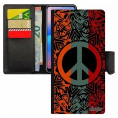 Чехол книжка на смартфон Xiaomi Redmi 6a, "Peace and Love" Мандала Стрит-арт Utaupia