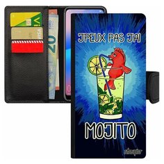 Чехол-книжка на смартфон Redmi 6a, "Не могу - у меня мохито!" Карикатура Коктейль Utaupia