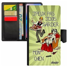 Чехол книжка на смартфон Mi 8 lite, "Не могу - у меня собака!" Шутка Юмор Utaupia