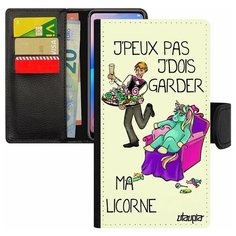 Чехол-книжка на смартфон Mi 8 lite, "Не могу - сижу с единорогом!" Юмор Комикс Utaupia