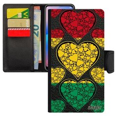 Чехол-книжка на смартфон Xiaomi Mi 8, "Флаг Гвинеи с сердцем" Путешествие Туризм Utaupia