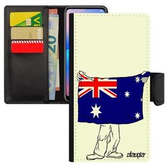 Чехол книжка на смартфон Mi 8, "Флаг Австралии с руками" Патриот Путешествие Utaupia