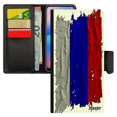 Чехол-книжка на смартфон Redmi 6a, "Флаг России на ткани" Государственный Патриот Utaupia