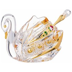 Икорница лебедь lefard gold glass 11х7 см высота 8,5 см с ложкой Lefard (195-123)