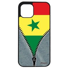 Красивый чехол на смартфон // Apple iPhone 12 Pro Max // "Флаг Сенегала на молнии" Путешествие Стиль, Utaupia, серый