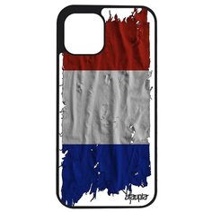 Противоударный чехол на смартфон // iPhone 12 Pro Max // "Флаг Франции на ткани" Государственный Дизайн, Utaupia, белый