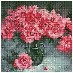 Алмазная мозаика на подрамнике ТМ Белоснежка "Розовые пионы", 30X30 см.