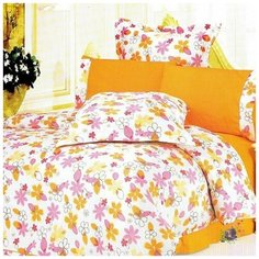 Постельное белье шелк- сатин SITI оранжевый евро, Le vele