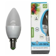 Лампа светодиодная LED-СВЕЧА-standard 5.0Вт 160-260В Е14 4000К 450Лм ASD