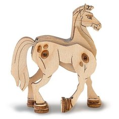 Деревянный конструктор с дополненной реальностью Конь, сборная модель, пазл для детей, 3D пазл, деревянный пазл 3Д, развивающая игрушка, настольная игра, деревянная игрушка, игрушка для мальчиков для девочек, лошадь игрушка, лошадка игрушка, пони игру Uniwood