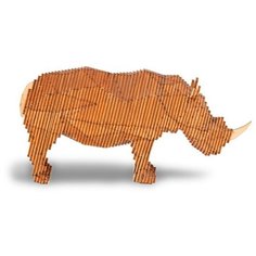 Деревянный конструктор с набором карандашей Носорог, сборная модель, пазл для детей, 3D пазл, деревянный пазл 3Д, развивающая игрушка, деревянная игрушка, игрушка для мальчиков и девочек, статуэтки фигурки животных, животные фигурки набор, модельки Uniwood