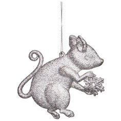 Елочное украшение мышка 11х9 см серебро с глиттером без упаковки Lefard (138704)