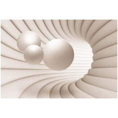 Фотообои Абстракция 3D шары в бежевых тонах/ Красивые уютные обои на стену в интерьер комнаты/ 3Д расширяющие пространство над кроватью или над столом/ На кухню в спальню детскую зал гостиную прихожую/ размер 400х270см/ Флизелиновые
