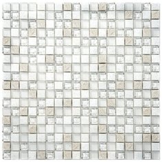 BDA-1591 Мозаика из стекло мрамор агломерат Natural Inka белый светлый квадрат