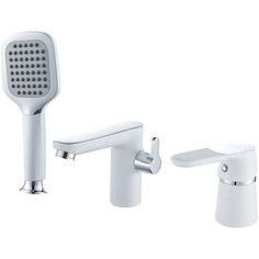 Смеситель на борт ванны Diadonna D87-111114W на три отверстия, картридж 35 мм, белый