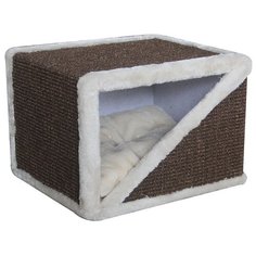 Когтеточка для кошек FOXIE Box 40х35х30см бело-коричневая