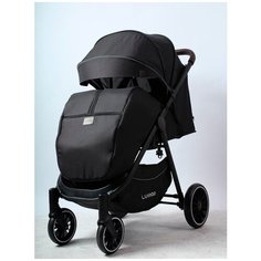 Прогулочная Коляска LUXMOM S11 Max/ Черная / Утепленная / Всесезонная / Ультракомпактная/ Накидка на ножки с молнией, Дождевик, Москитная сетка/ Увеличенные колеса