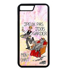 Противоударный чехол на смартфон // iPhone 7 Plus // "Не могу - сижу с котом!" Рисунок Пародия, Utaupia, светло- розовый