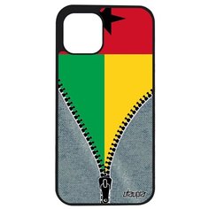 Противоударный чехол на смартфон // iPhone 12 Pro Max // "Флаг Гвинеи Бисау на молнии" Стиль Туризм, Utaupia, серый