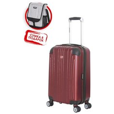 Чемодан WENGER Ridge, цвет бордовый, АБС- пластик, 34х24x54 см , 31л + сумка Wenger MR-6171121154. pod