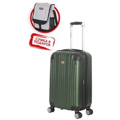 Чемодан WENGER Ridge, цвет зелёный, АБС- пластик, 34х25,5х54 см , 31л + сумка Wenger MR-6171646154. pod
