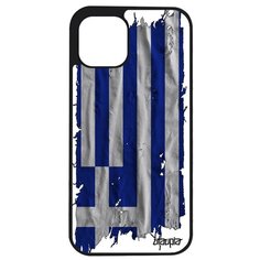 Красивый чехол на смартфон // Apple iPhone 12 Pro Max // "Флаг Греции на ткани" Страна Стиль, Utaupia, белый