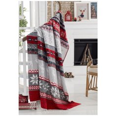 Плед KARNA Турция хлопок"NORVEC" (красный, синий, серый) размер 150x200 см