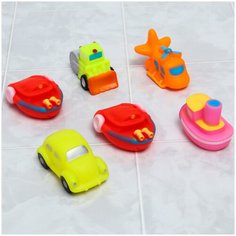 Крошка Я / Набор для игры в ванне / Игрушки для ванной / Игрушки для купания "Транспорт", 6 шт