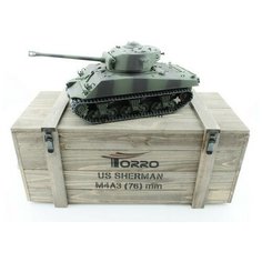 Радиоуправляемый танк Torro Sherman M4A3 76mm, 1/16 2.4G, ВВ- пушка, деревянная коробка TR1114213060