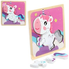 Деревянная игрушка Вкладка-пазл Фабрика Фантазий 114839 "Единорог"